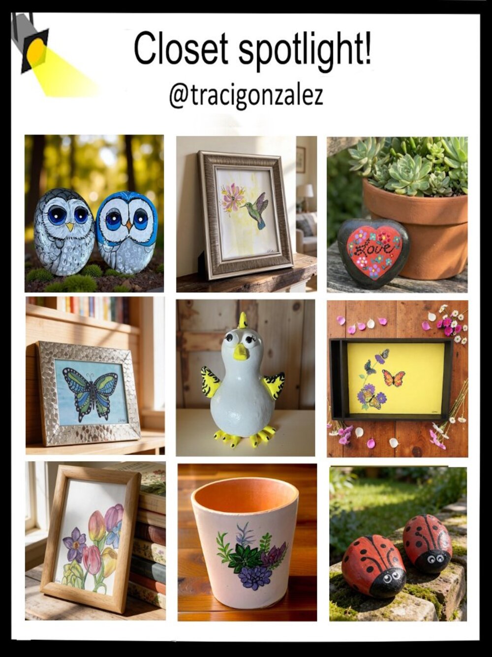 Check out @tracigonzalez Hand Crafted Artisan Painted Rocks and Upcycled Items